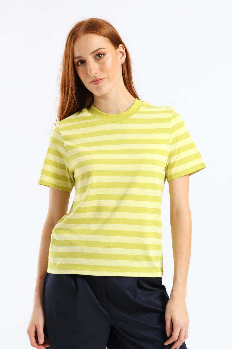 Stripe Boxy Tee - Chartreuse