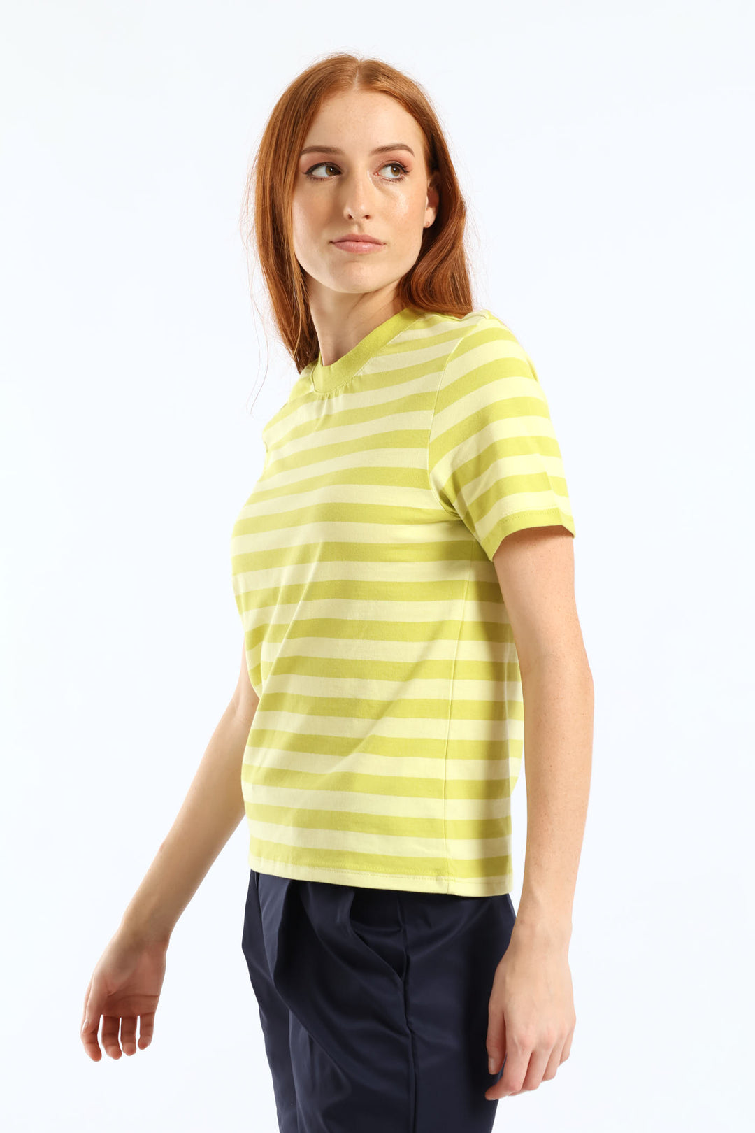 Stripe Boxy Tee - Chartreuse