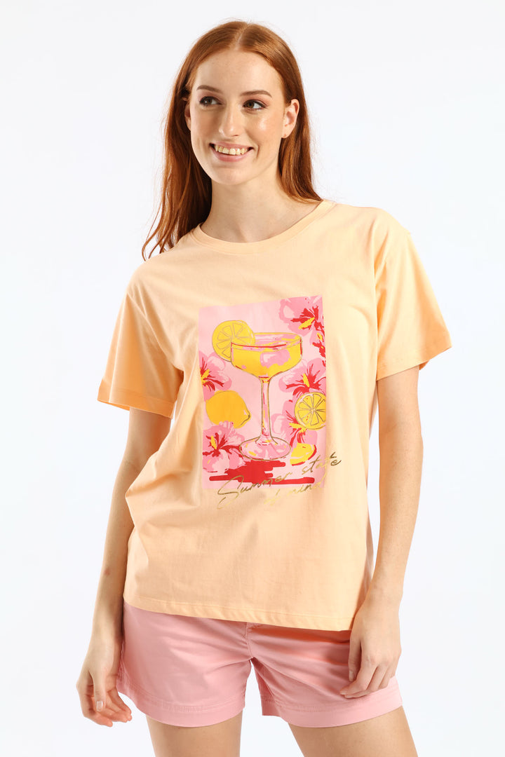 Fruit Cocktail Tee - Pale Salmon
