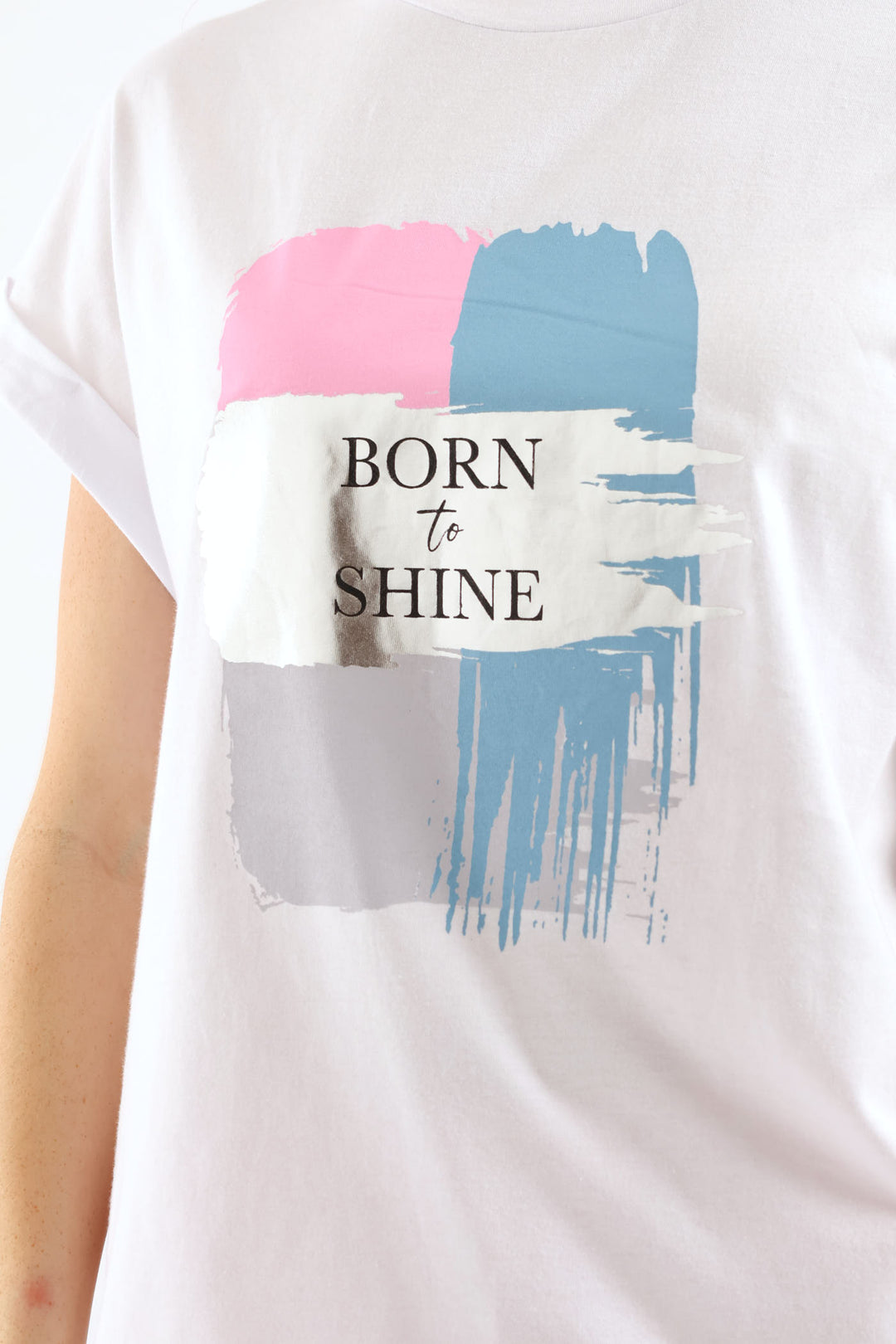 Born To Shine Foil Muscle Tee - White