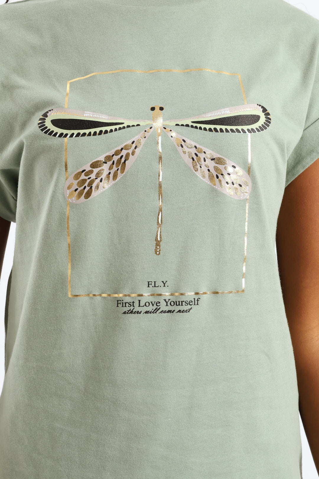 Dragonfly Foil Muscle Tee - Eucalyptus Green