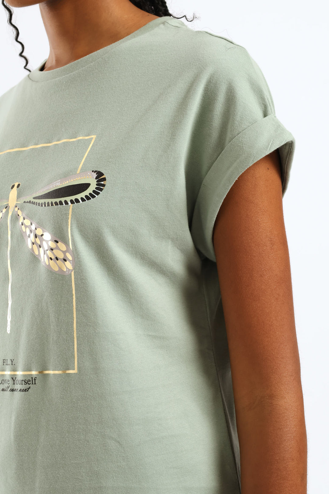 Dragonfly Foil Muscle Tee - Eucalyptus Green