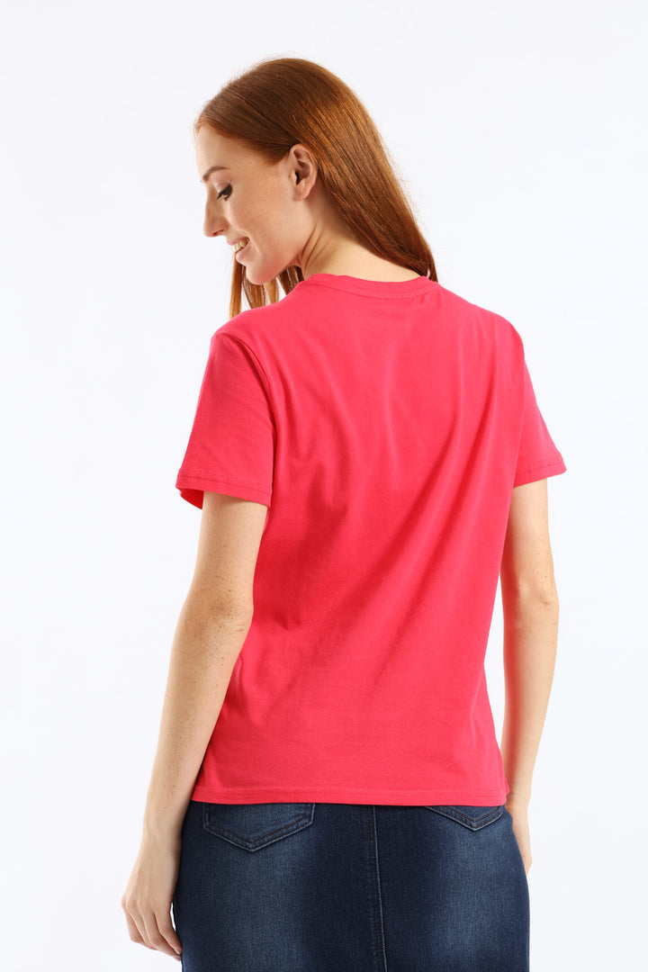 Tres Chic Slogan Tee - Electric Pink