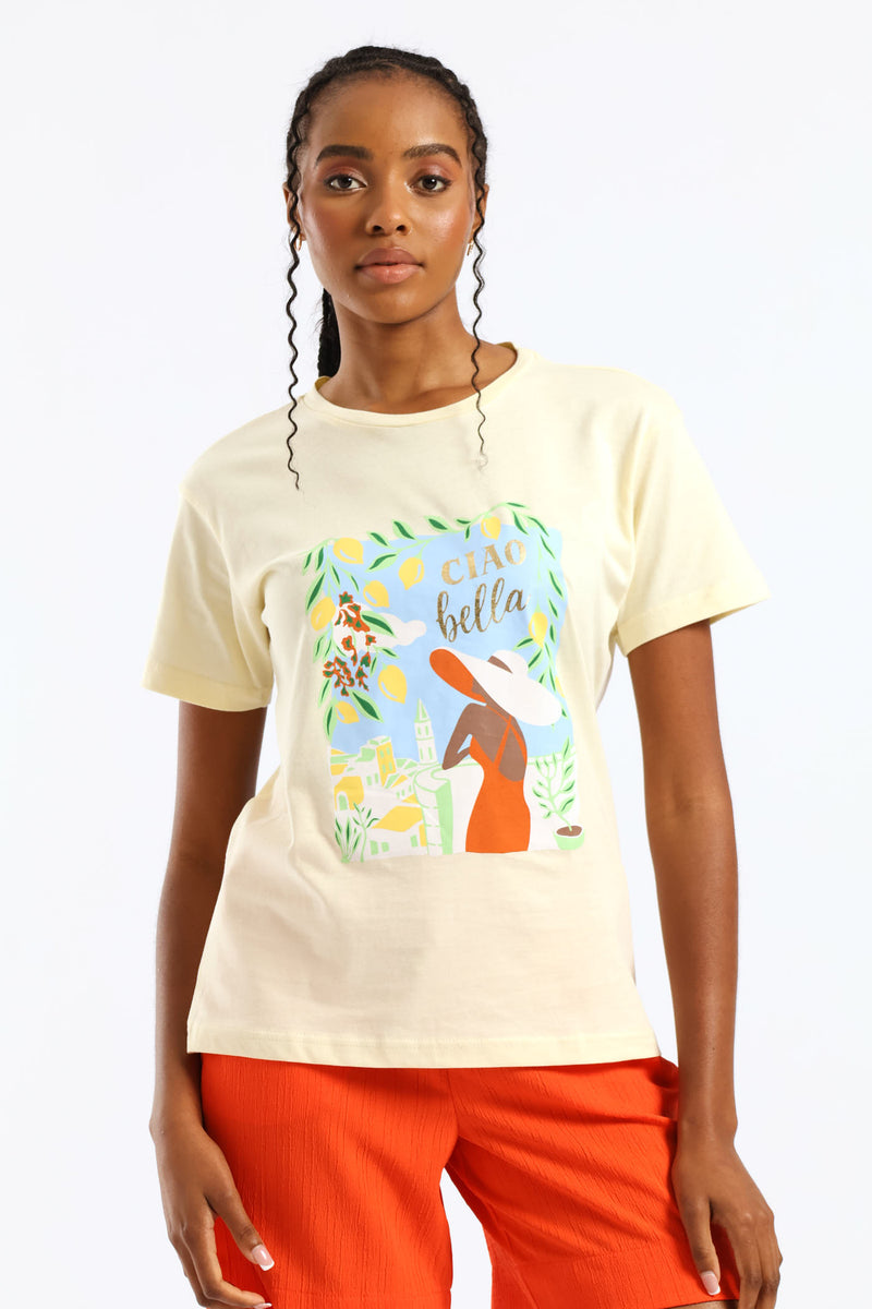 Short Sleeve Summer in Italy Regular Fit Tee - Yellow