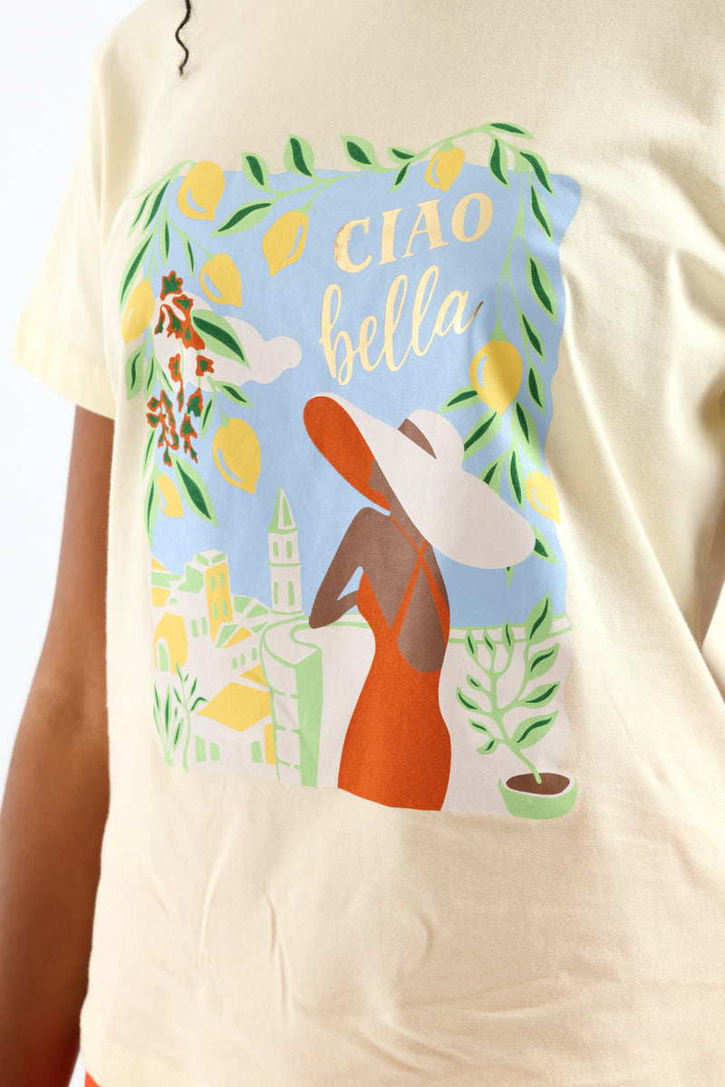 Short Sleeve Summer in Italy Regular Fit Tee - Yellow