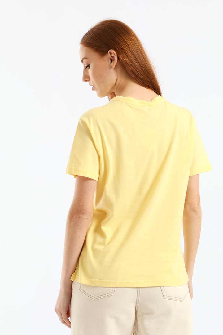 Paris Perfume Bottle Foil Tee - Pastel Yellow