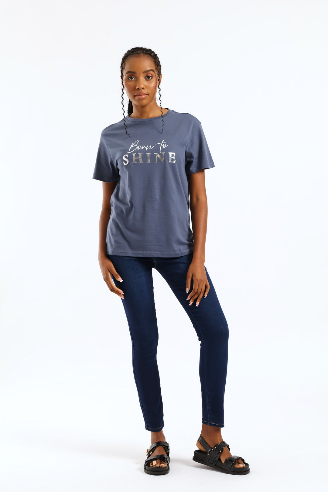Born To Shine Tee - Smokey Blue