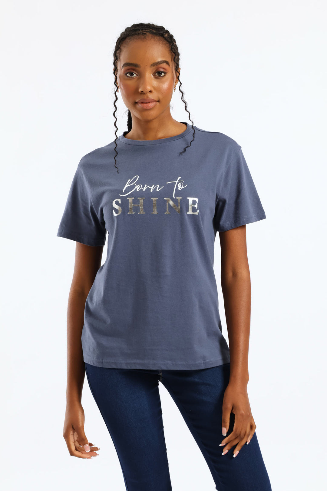 Born To Shine Tee - Smokey Blue