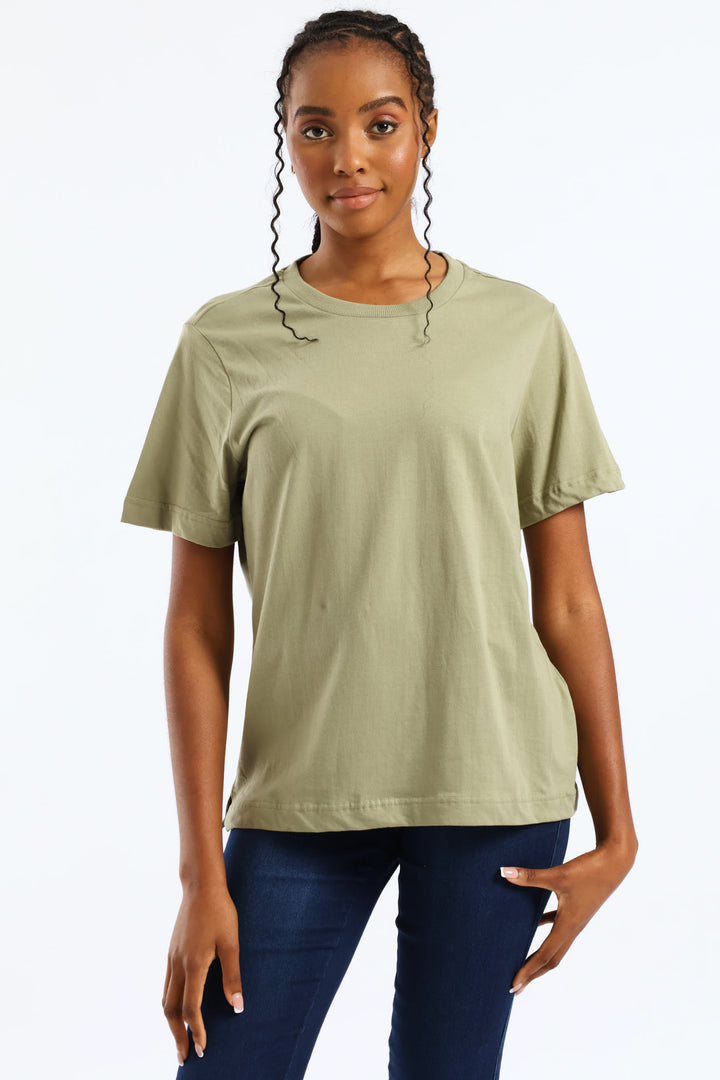 Cotton Boxy Tee - Swamp Green