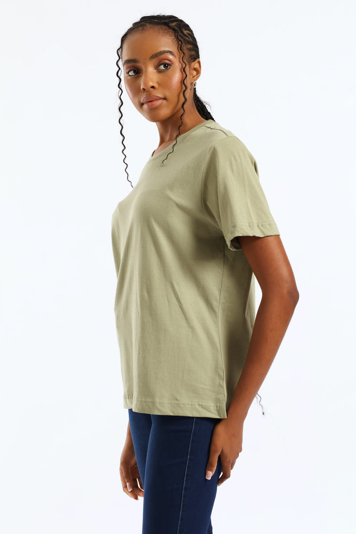 Cotton Boxy Tee - Swamp Green