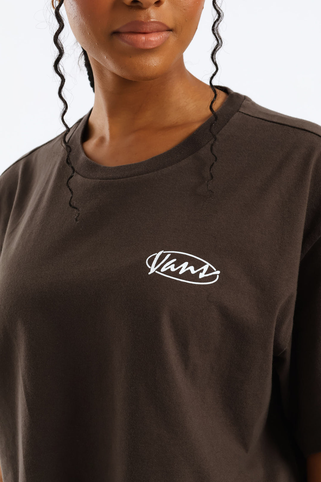 Era Script Relaxed Crop Tee - Grey Brown