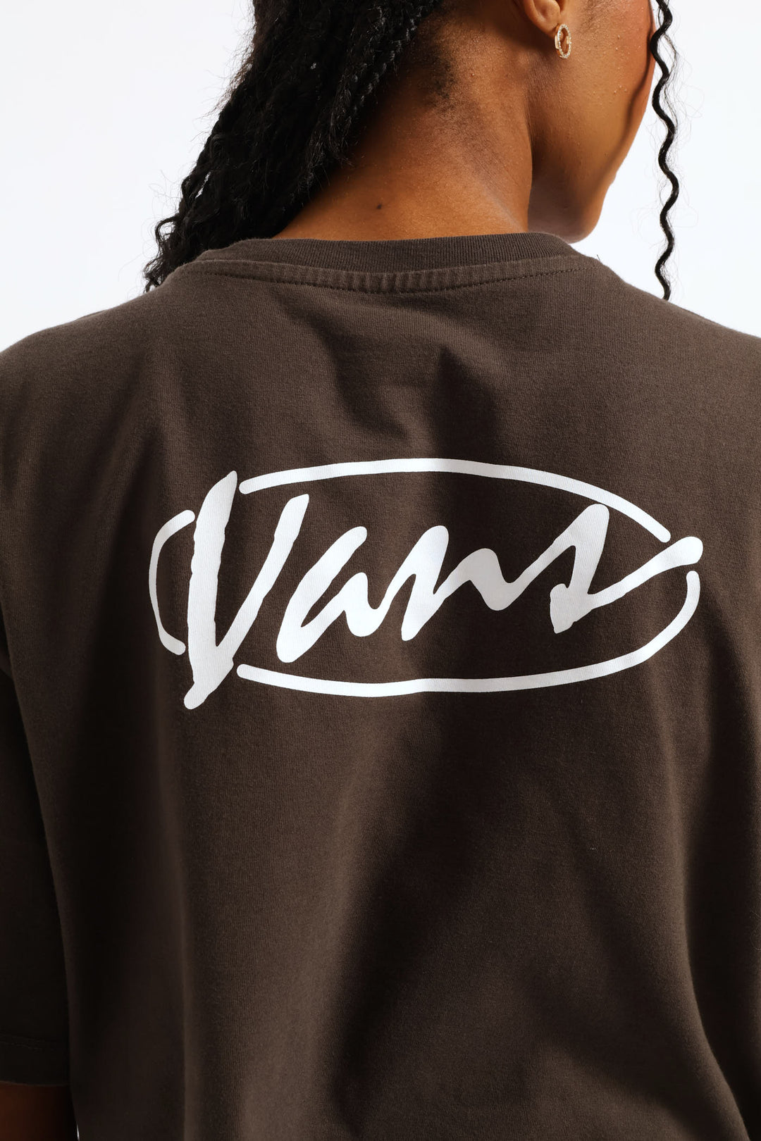 Era Script Relaxed Crop Tee - Grey Brown