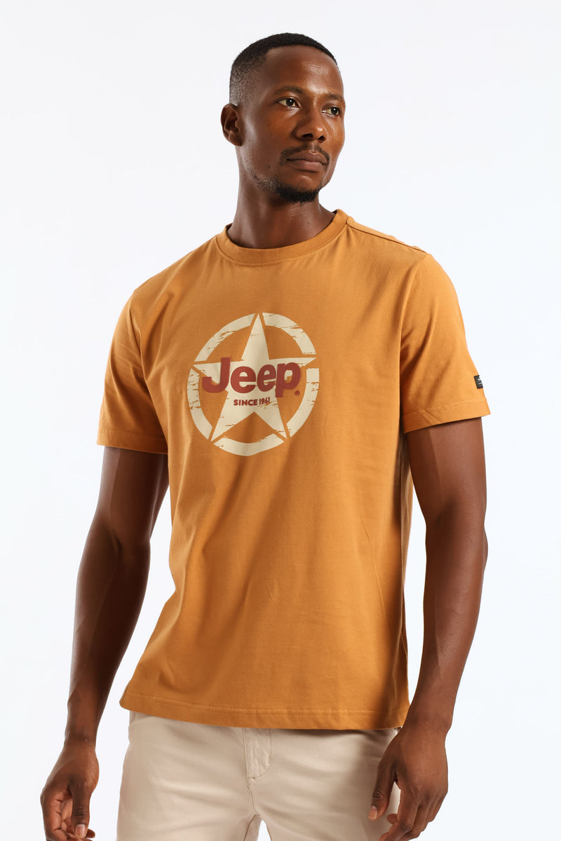 Fashion Star-Circle Graphic Tee - Caramel