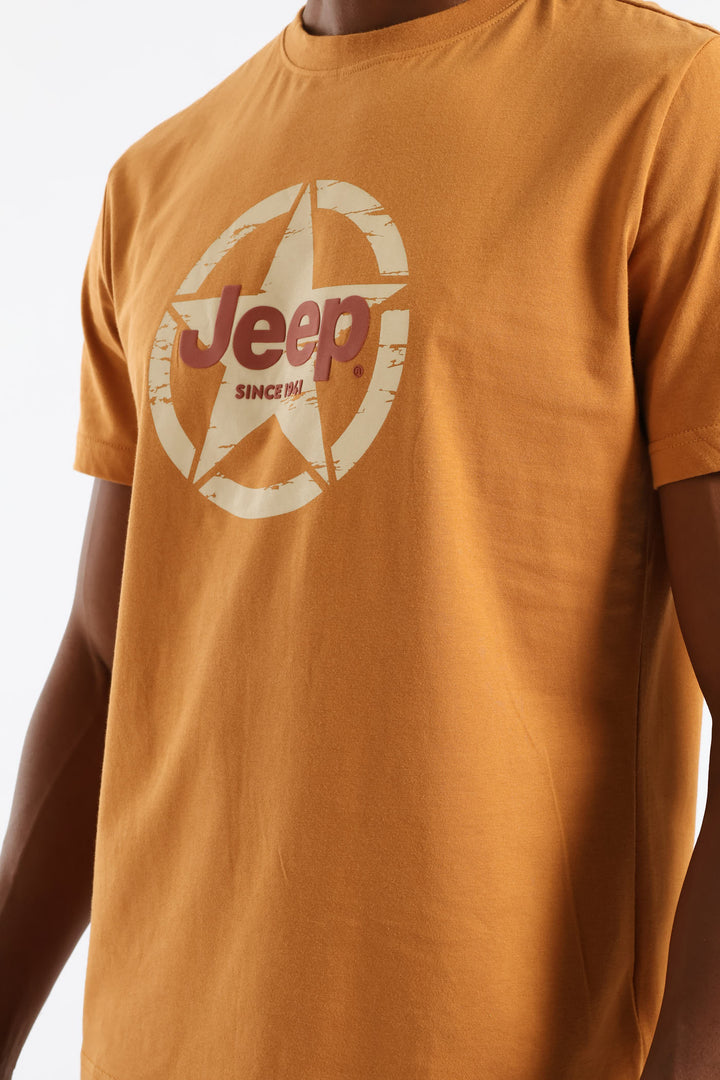 Fashion Star-Circle Graphic Tee - Caramel