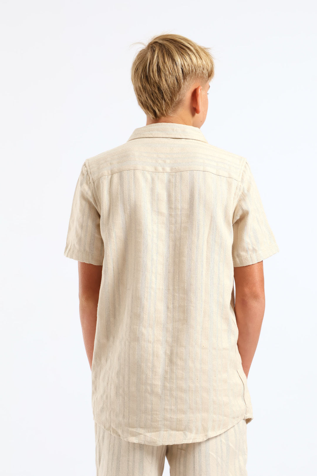 Boys Textured Stripe Shirt - Natural