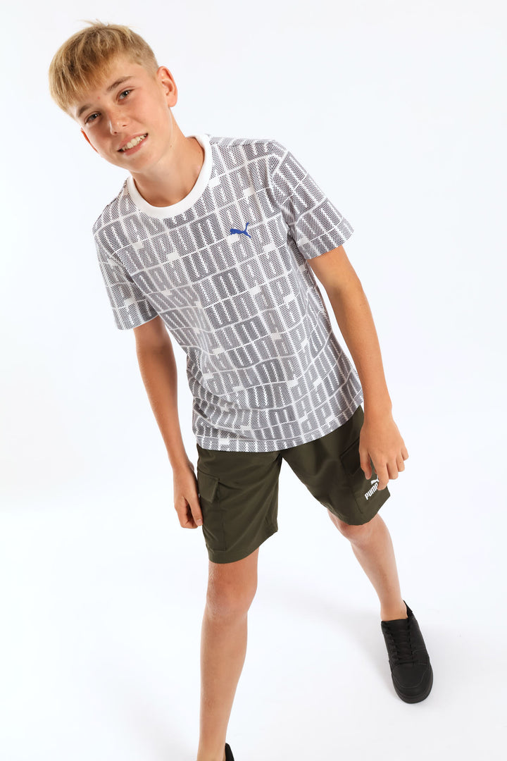 Boys Print Tee - White