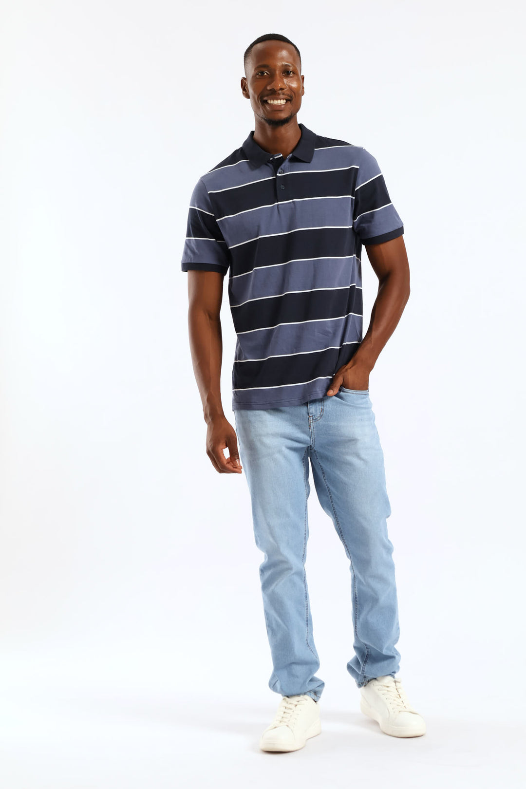 Wide Stripe Golfer - Navy