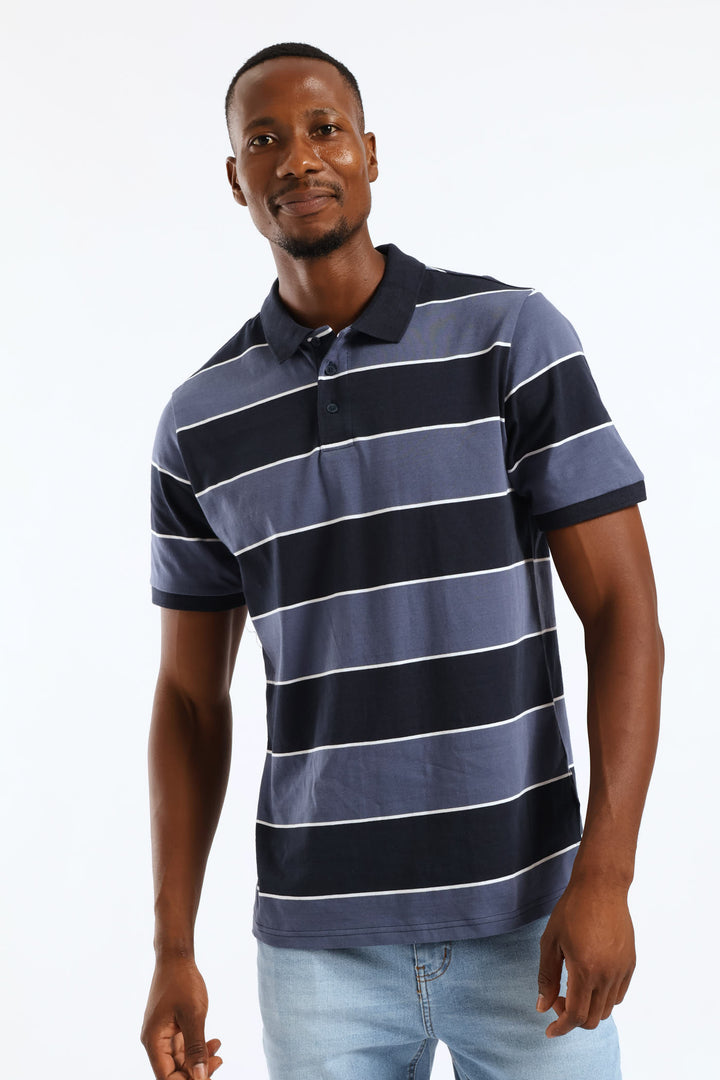 Wide Stripe Golfer - Navy
