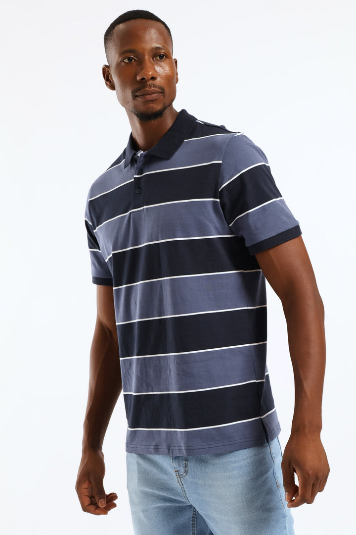 Wide Stripe Golfer - Navy