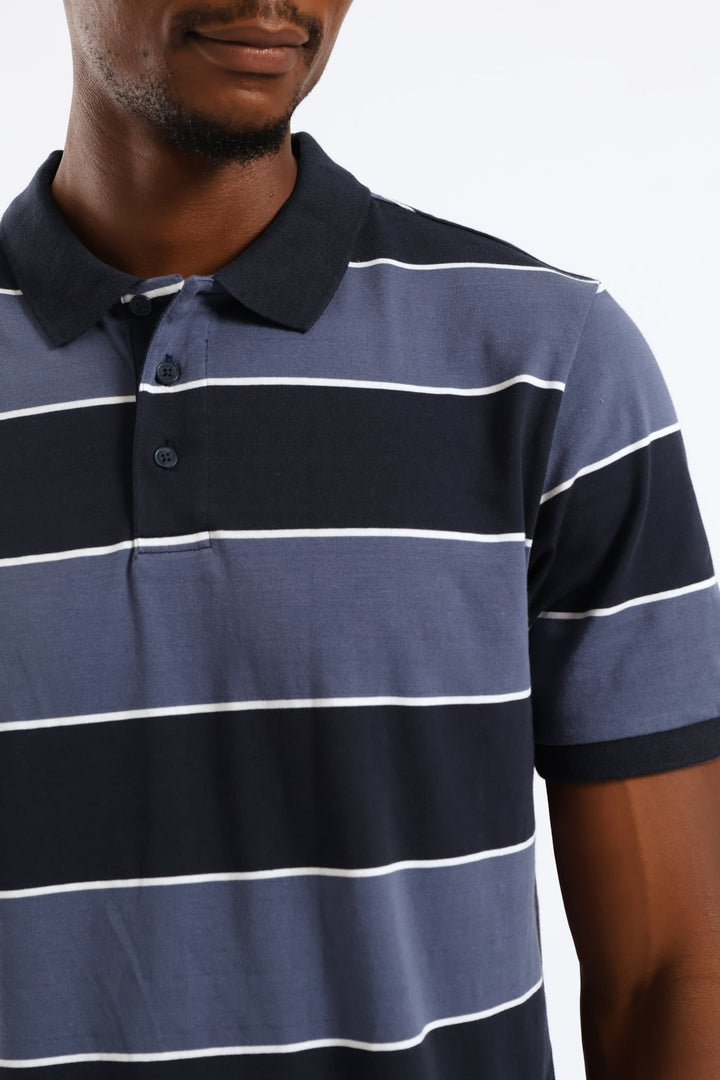 Wide Stripe Golfer - Navy