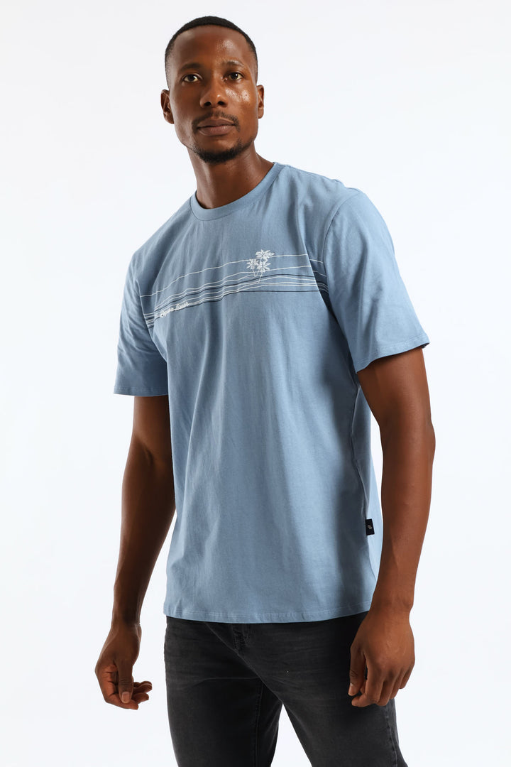 Laguna Beach Print Tee - Steel Blue