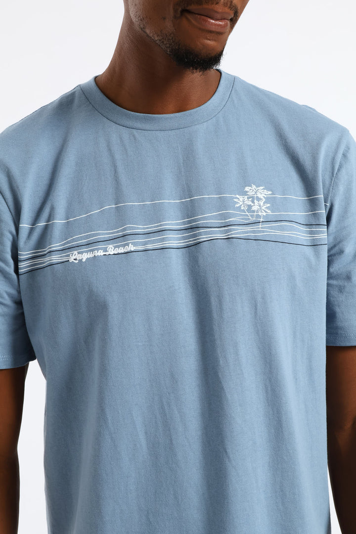 Laguna Beach Print Tee - Steel Blue