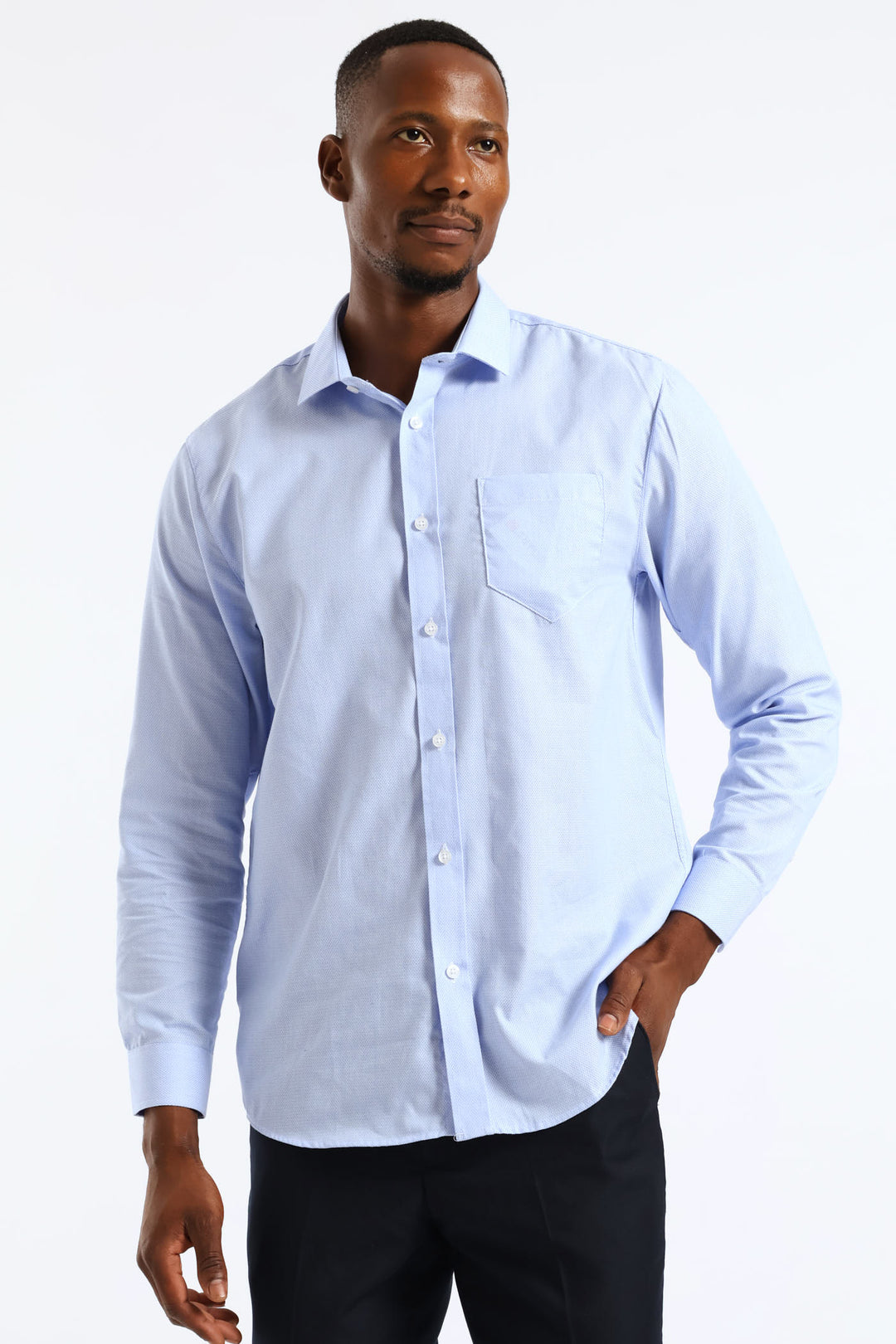 Abstract Check Texture Shirt - Light Blue