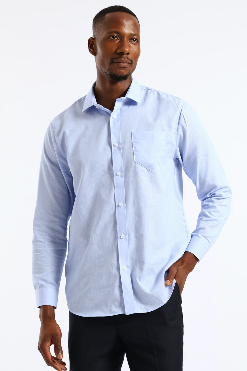 Abstract Check Texture Shirt - Light Blue