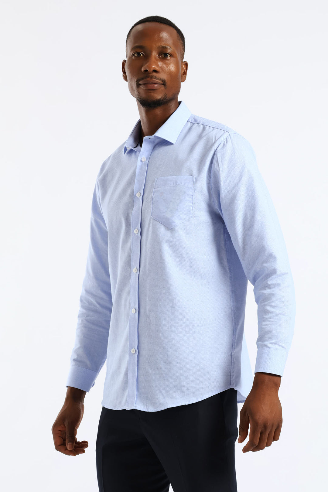 Abstract Check Texture Shirt - Light Blue