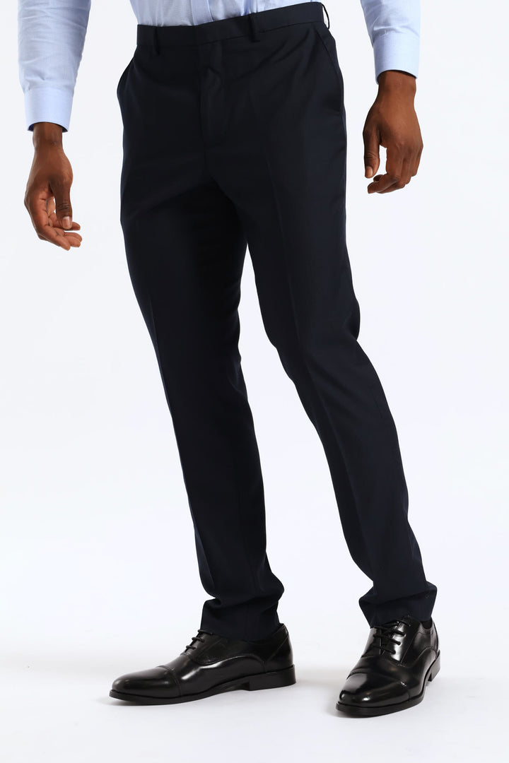 Slim Fit Viscose Blend Suit Trouser - Navy