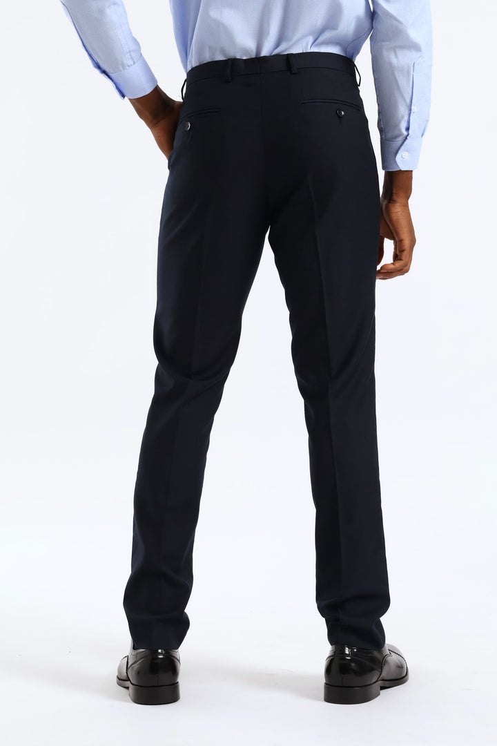 Slim Fit Viscose Blend Suit Trouser - Navy