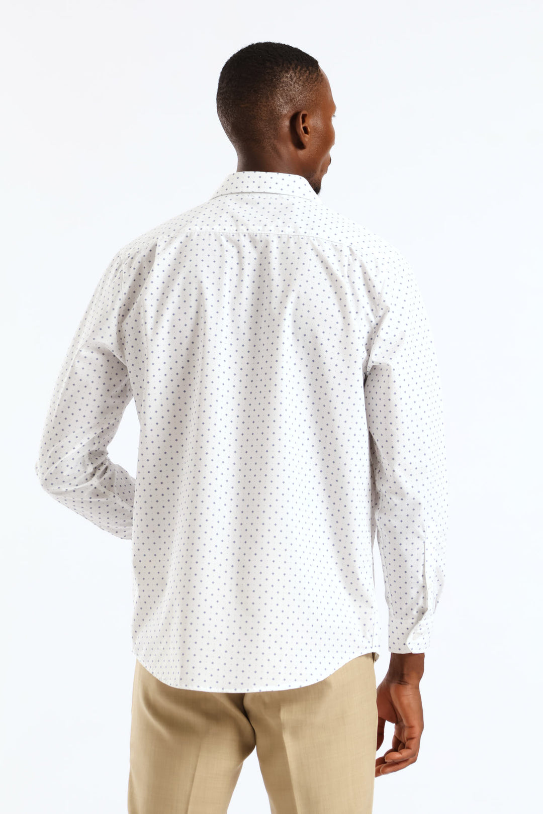Ditsy Spotted Geometric Printed Shirt - White/Navy