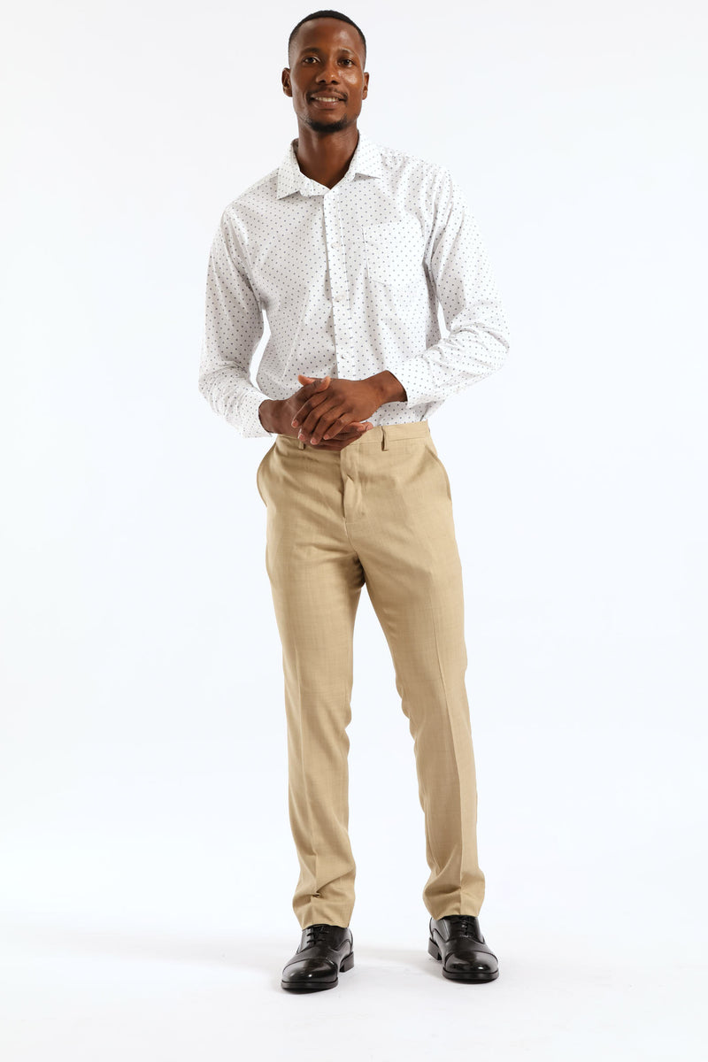 Ditsy Spotted Geometric Printed Shirt - White/Navy