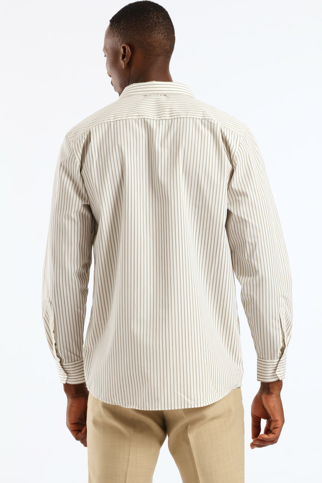 Regular Double Skinny Stripe Printed Shirt - White/Beige