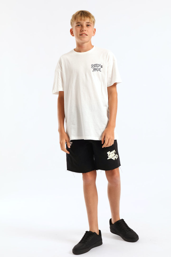 Stitch & Angel Oversized Tee - Off White