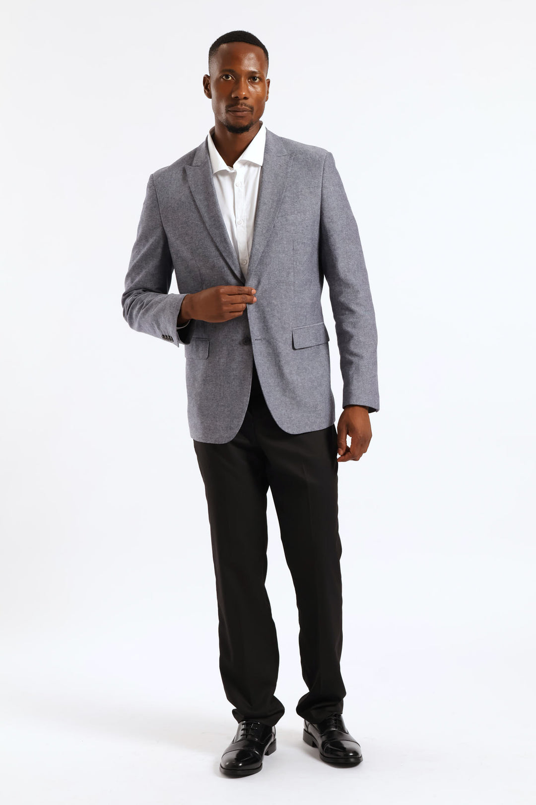Regular Fit Textured Blazer - Blue