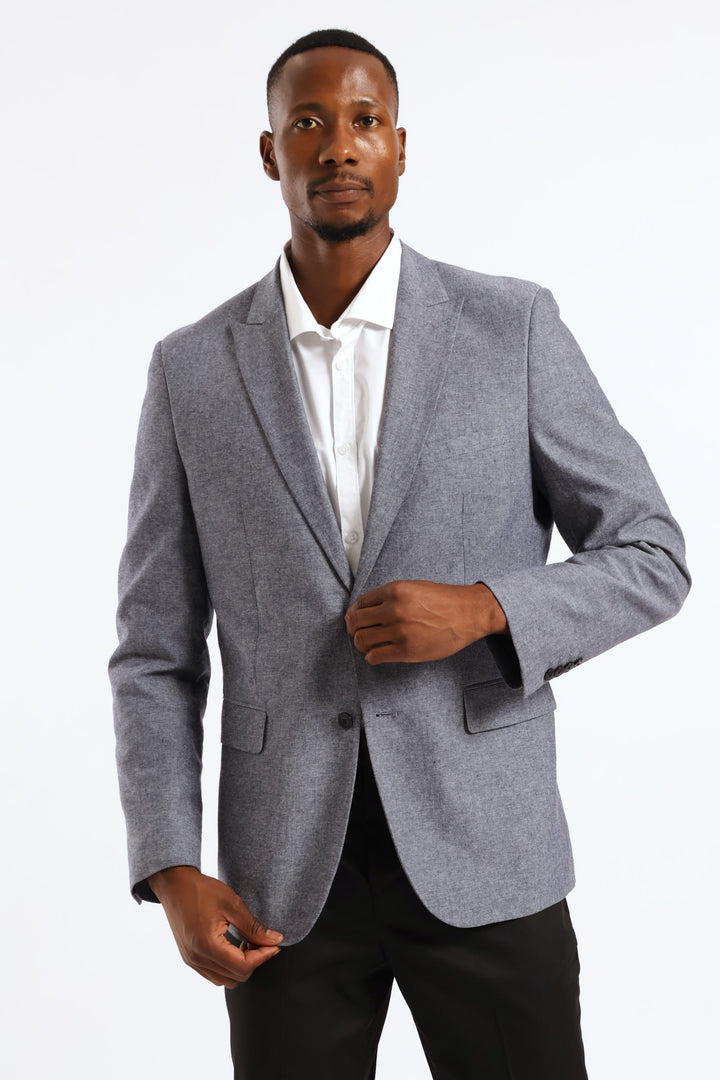 Regular Fit Textured Blazer - Blue