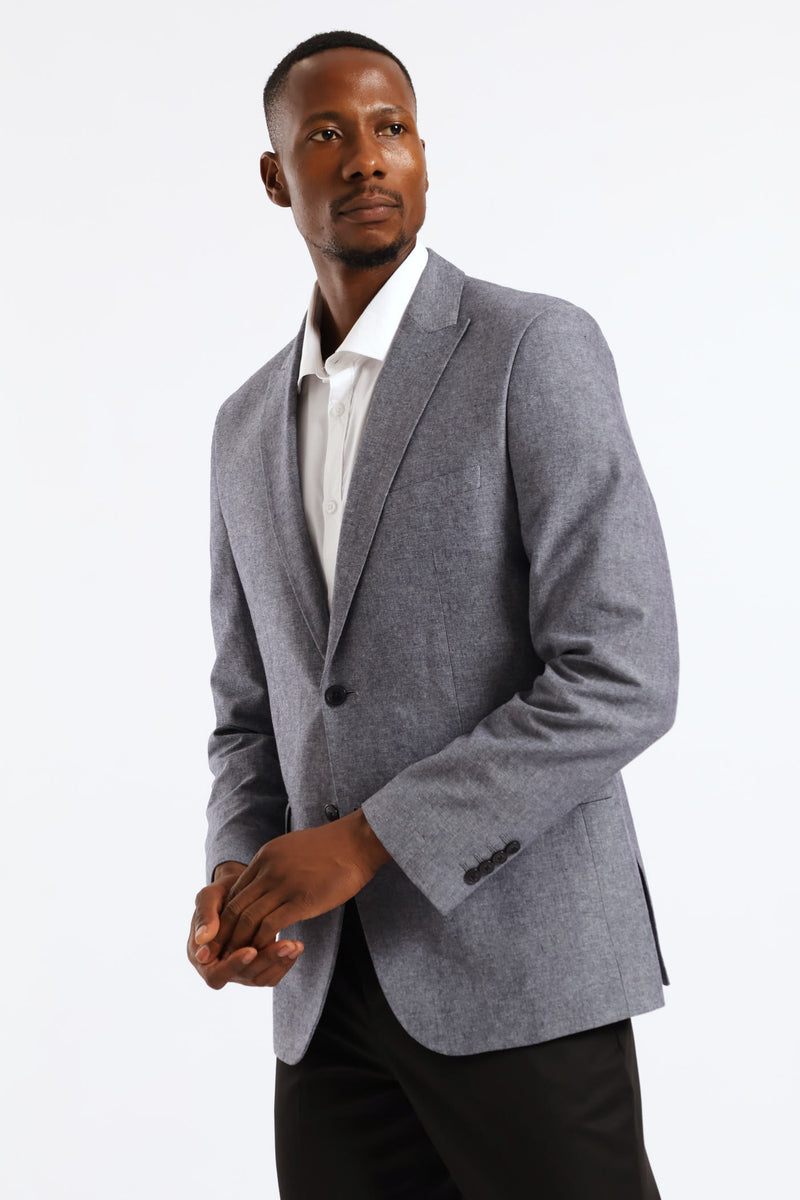 Regular Fit Textured Blazer - Blue