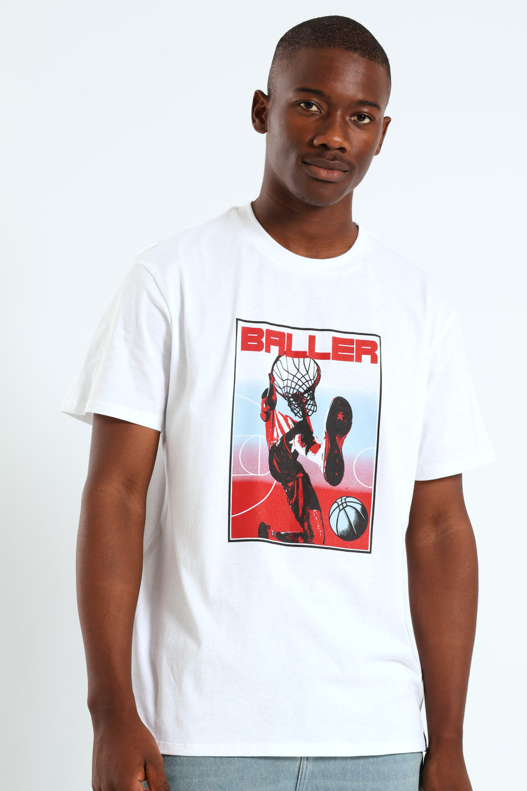 Basketball Print Tee - White