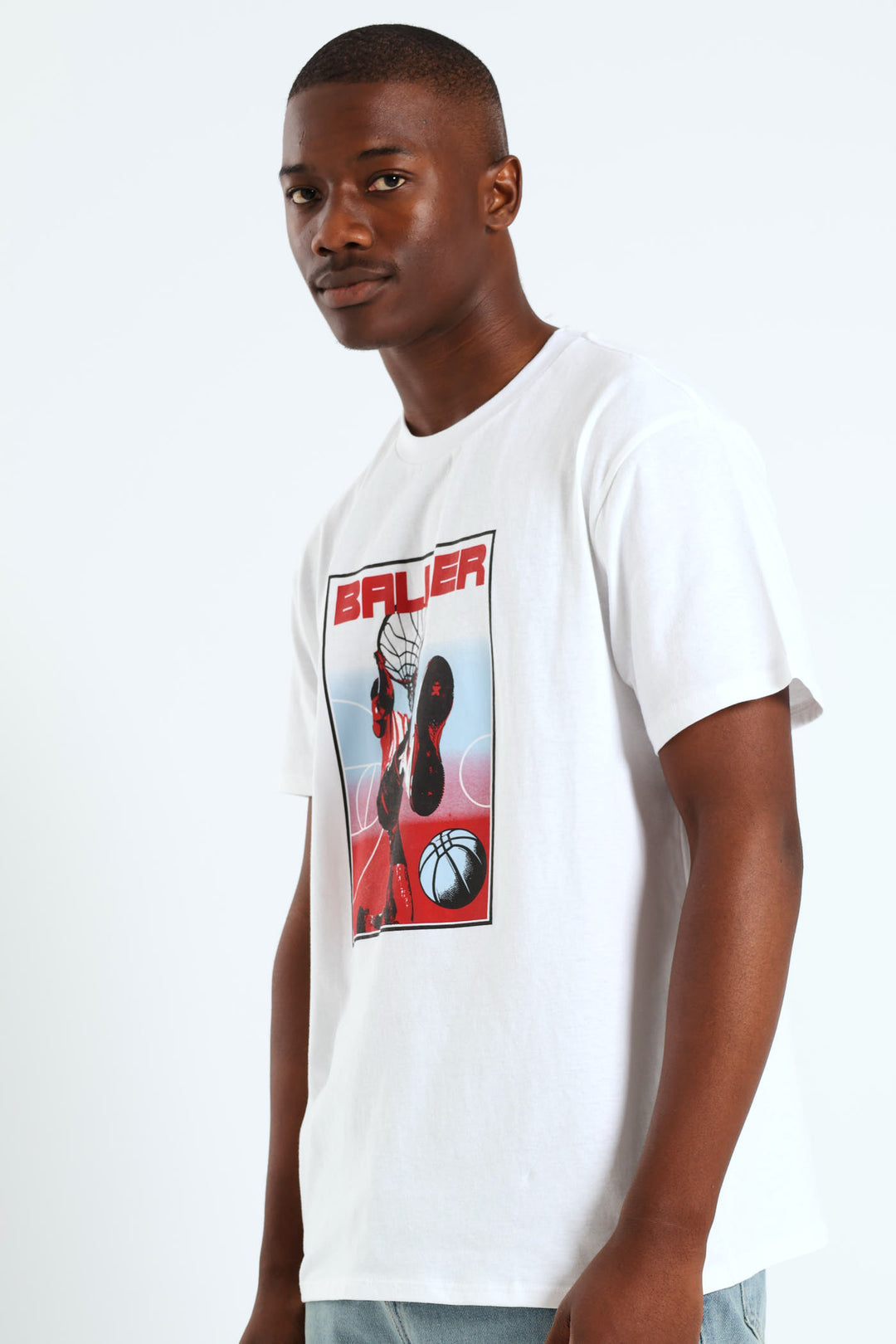 Basketball Print Tee - White