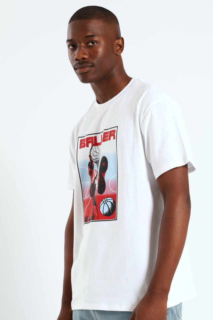 Basketball Print Tee - White