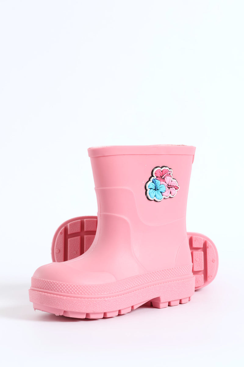 Pre-Girls Wellington Boots With Trim - Pink