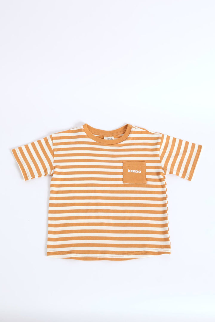 Keedo Boys Stripe Fashion Tee - Biscuit