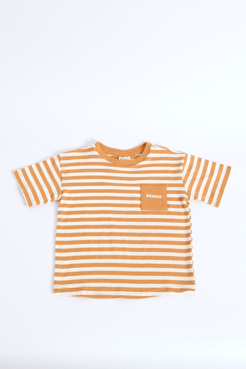 Keedo Boys Stripe Fashion Tee - Biscuit