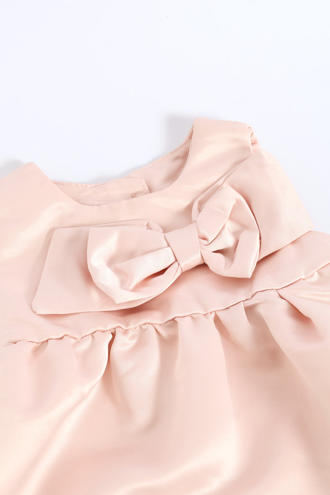 Baby Girls Smart Satin Bow Dress - Dusty Pink