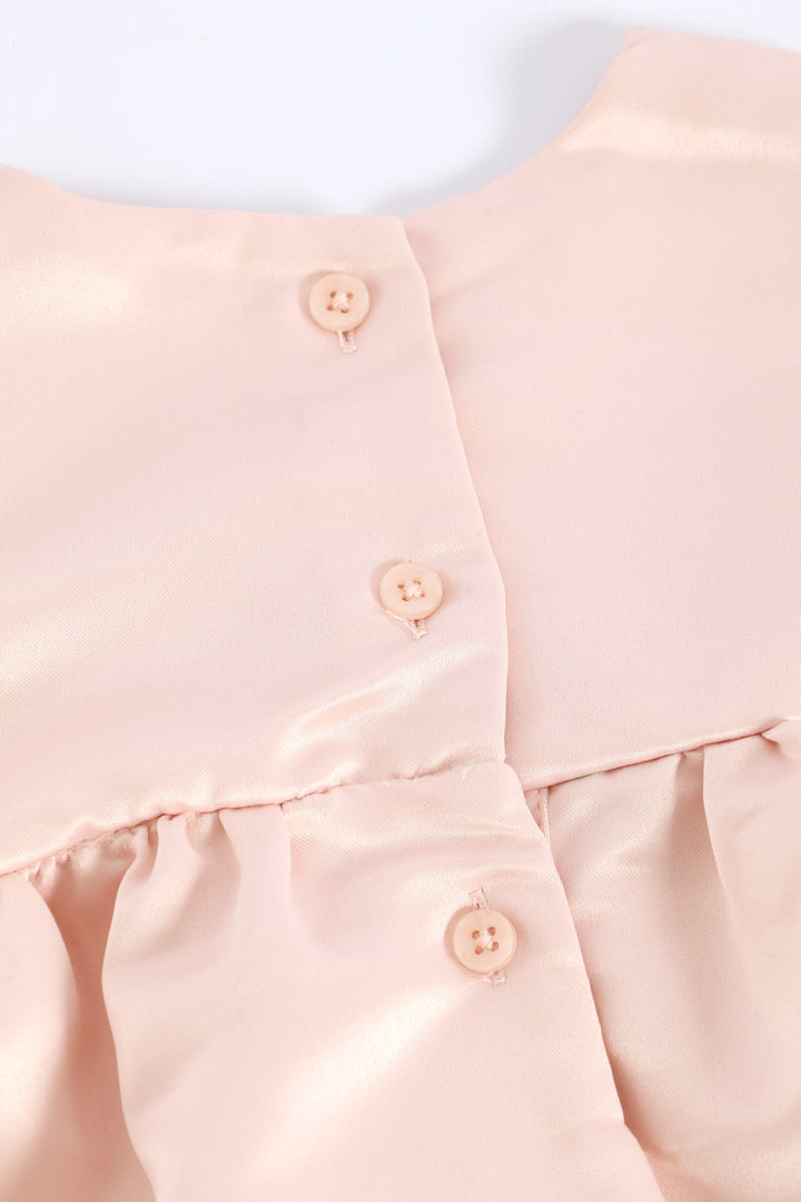 Baby Girls Smart Satin Bow Dress - Dusty Pink