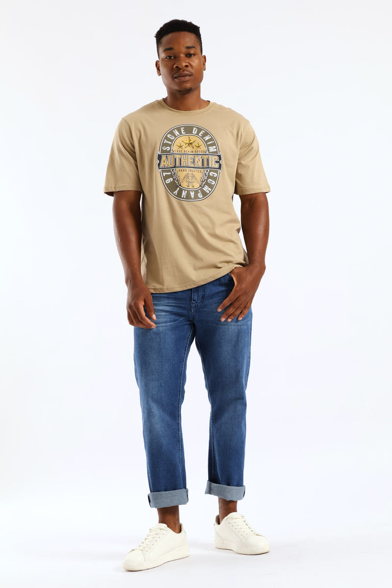 Authentic Bud Stone Denim Company Tee - Taupe