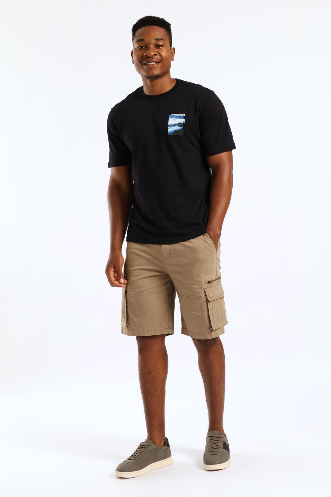 Sundown Malibu Beach Photo Front & Back Tee - Black