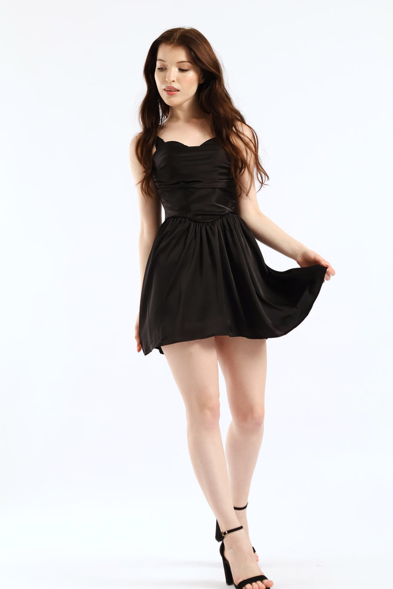 Sleeveless Fit & Flare Mini Dress - Black
