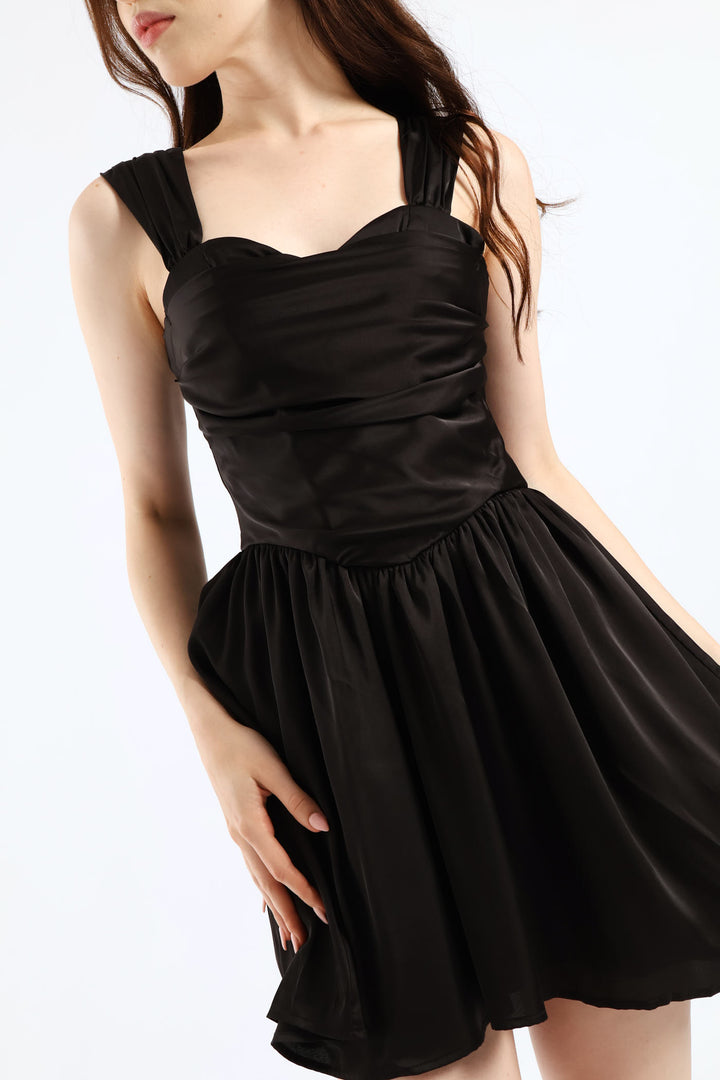 Sleeveless Fit & Flare Mini Dress - Black
